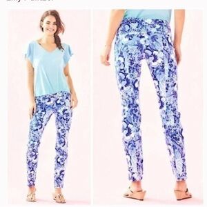 11/23/25 Lilly Pulitzer Kelly Skinny Ankle Pant Coastal Blue Floral Size 2
